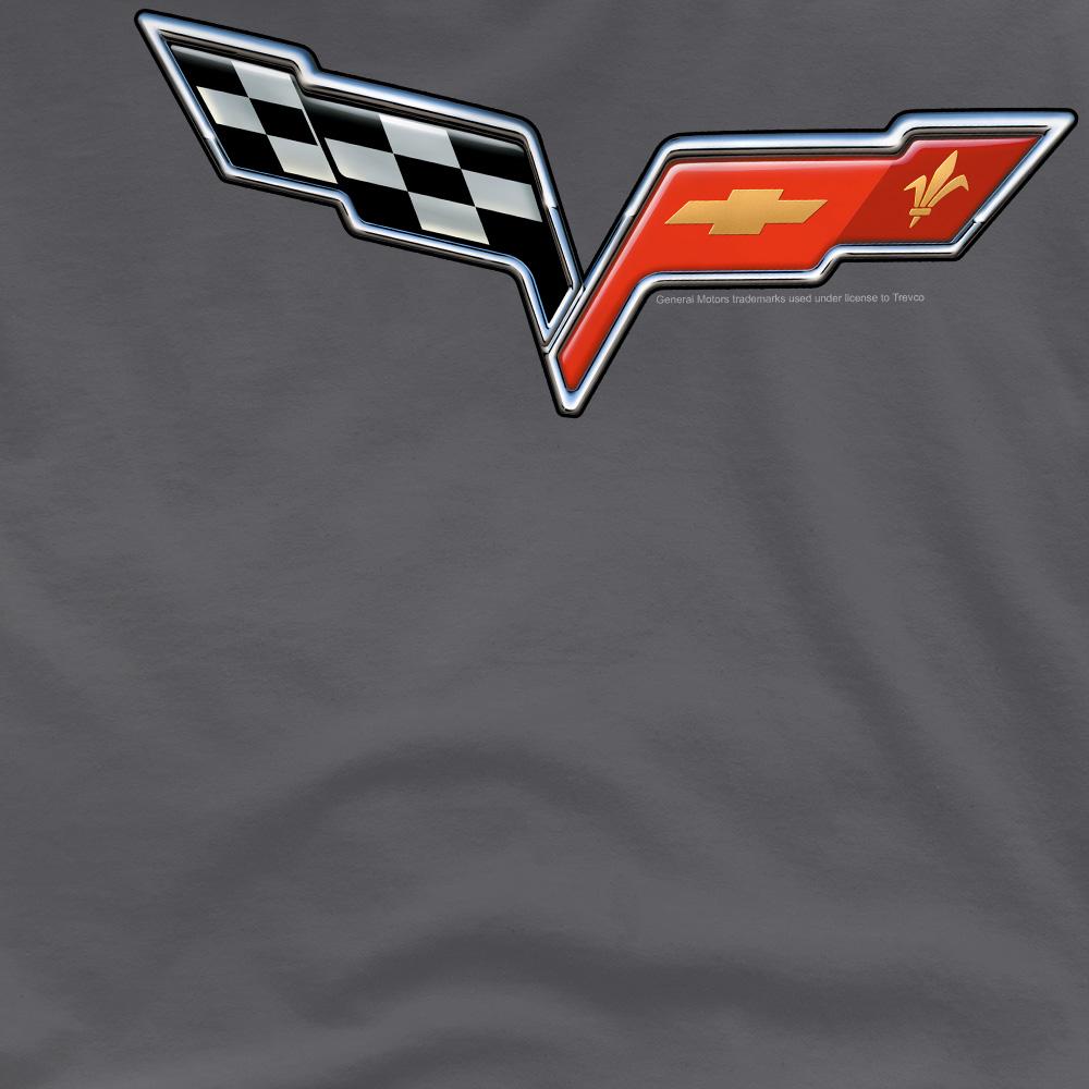 Charcoal - Side - Chevrolet Unisex Adult The Vette Medallion T-Shirt