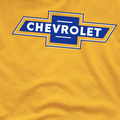 Gold-Blue - Side - Chevrolet Unisex Adult Vintage Bow T-Shirt