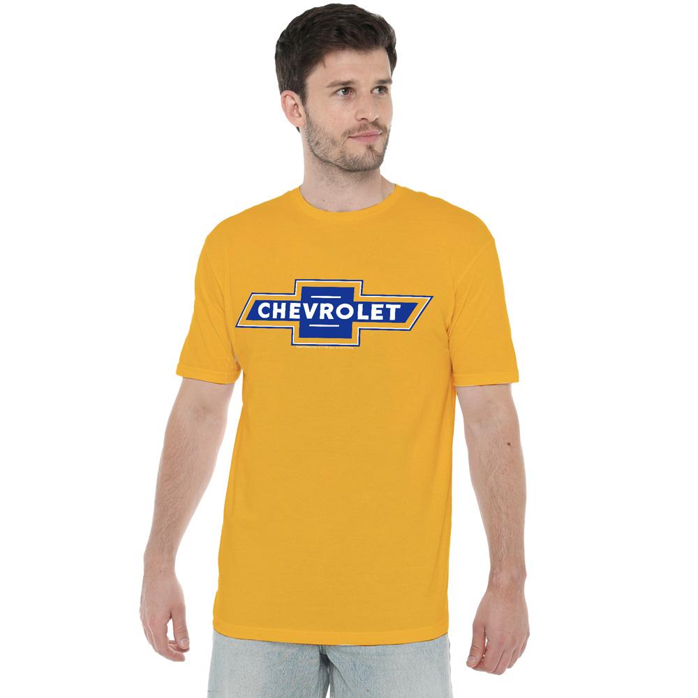 Gold-Blue - Lifestyle - Chevrolet Unisex Adult Vintage Bow T-Shirt