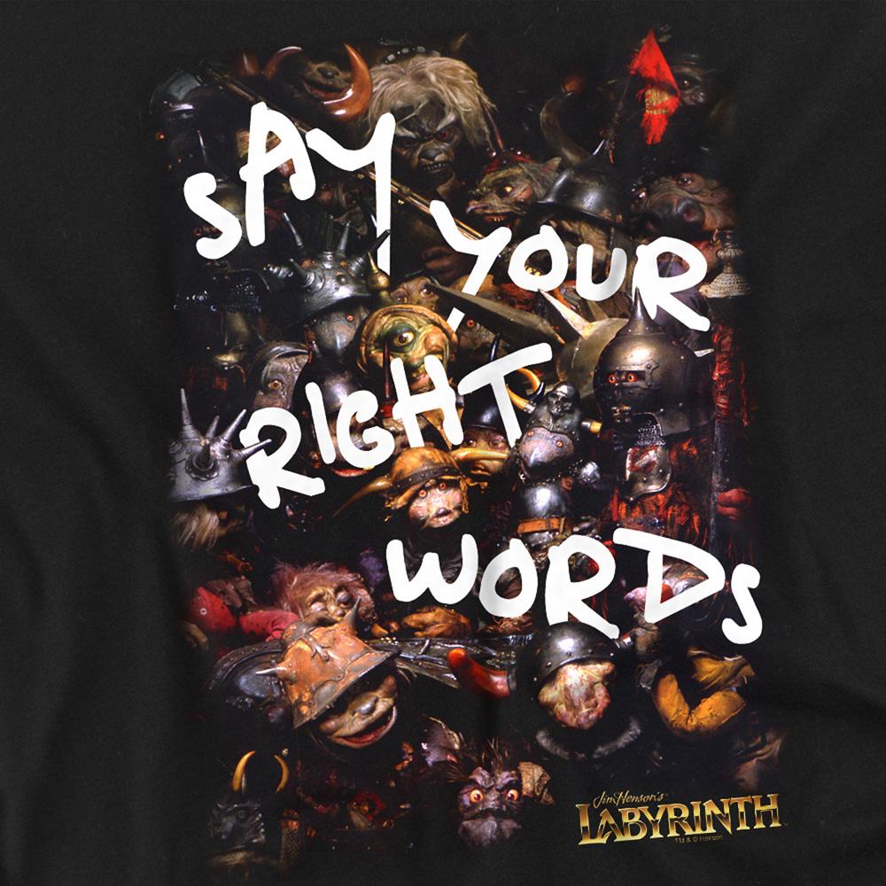 Black - Side - Labyrinth Unisex Adult Say Your Right Words T-Shirt