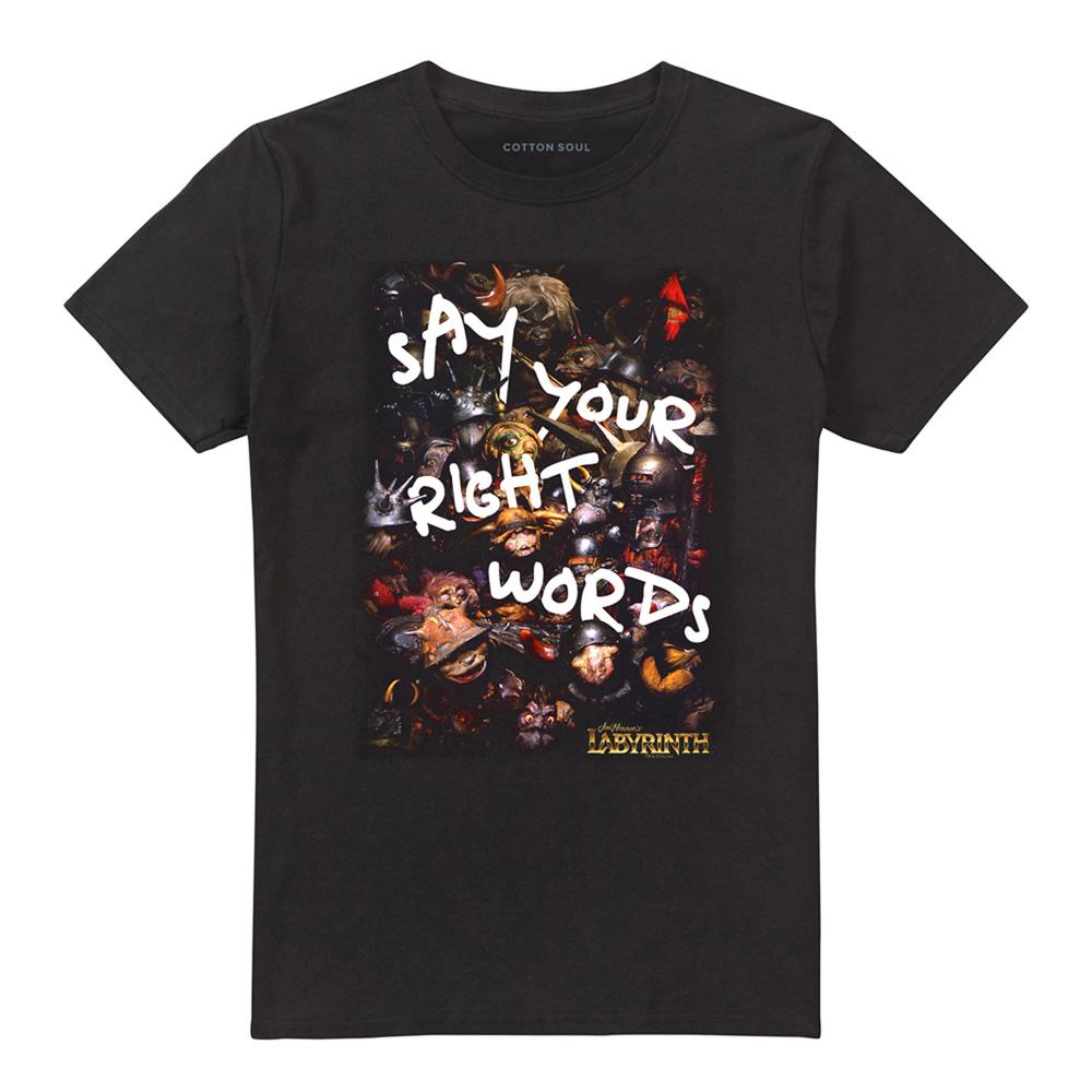 Black - Front - Labyrinth Unisex Adult Say Your Right Words T-Shirt