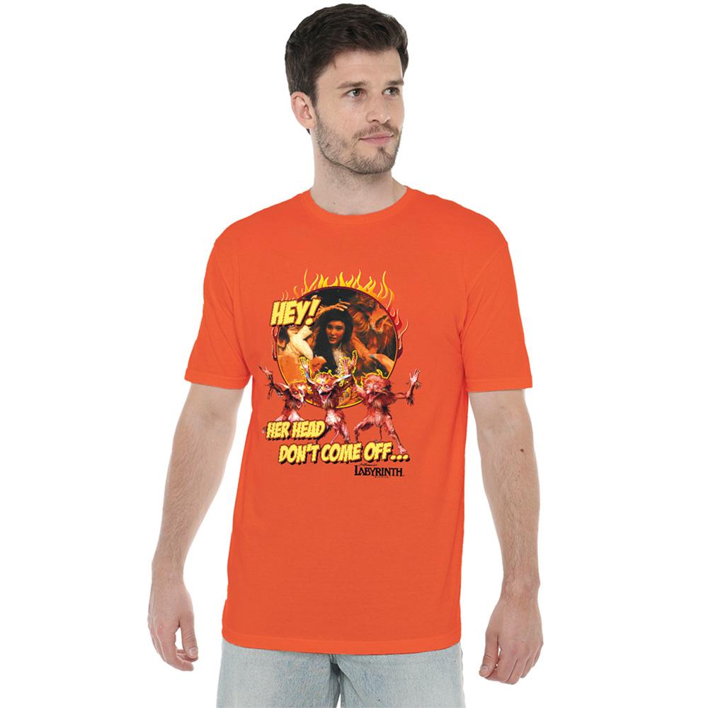 Orange - Back - Labyrinth Unisex Adult Hey Head Don´t Come Off T-Shirt