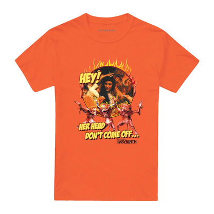 Orange - Front - Labyrinth Unisex Adult Hey Head Don´t Come Off T-Shirt