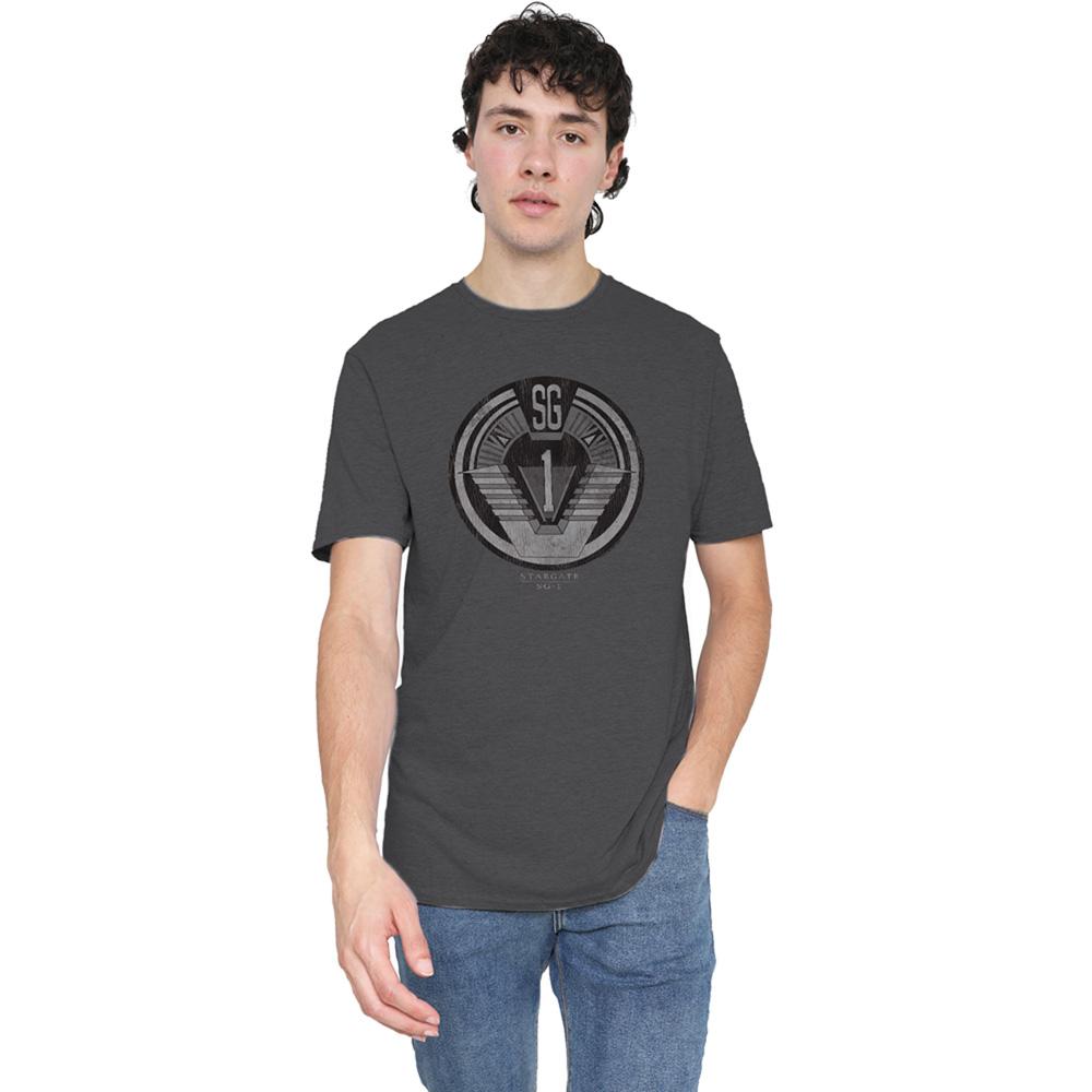 Charcoal - Back - Stargate SG-1 Unisex Adult Team Badge T-Shirt