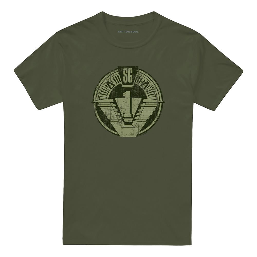 Military Green - Front - Stargate SG-1 Unisex Adult Distressed T-Shirt