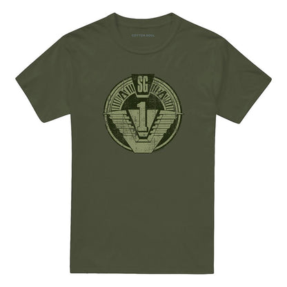 Military Green - Front - Stargate SG-1 Unisex Adult Distressed T-Shirt