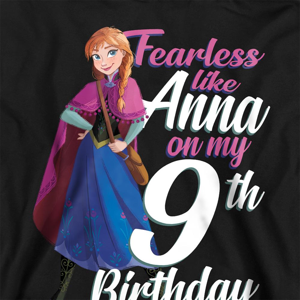 Black - Back - Frozen Childrens-Kids Fearless Like Anna 9th Birthday Hoodie