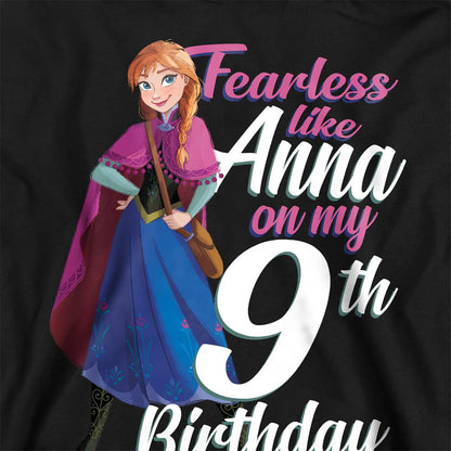 Black - Back - Frozen Childrens-Kids Fearless Like Anna 9th Birthday Hoodie