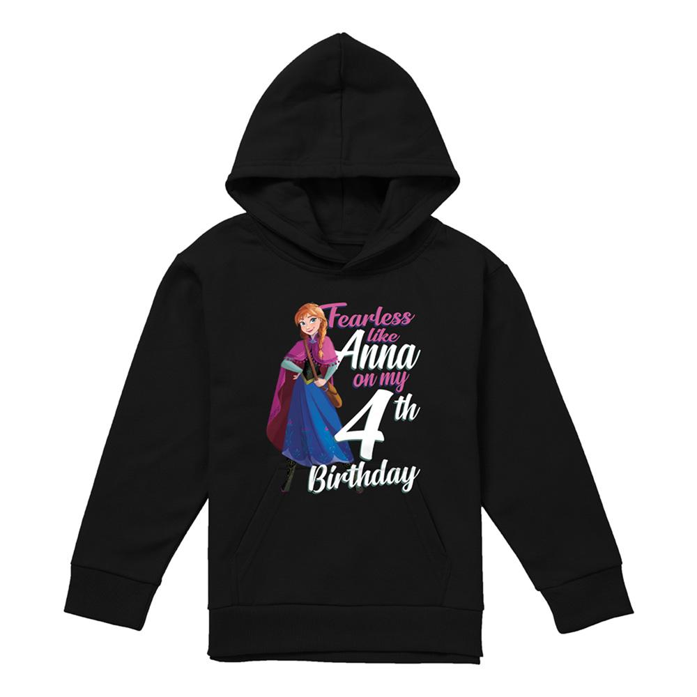 Navy - Front - Frozen Childrens-Kids Fearless Like Anna 4th Birthday Hoodie