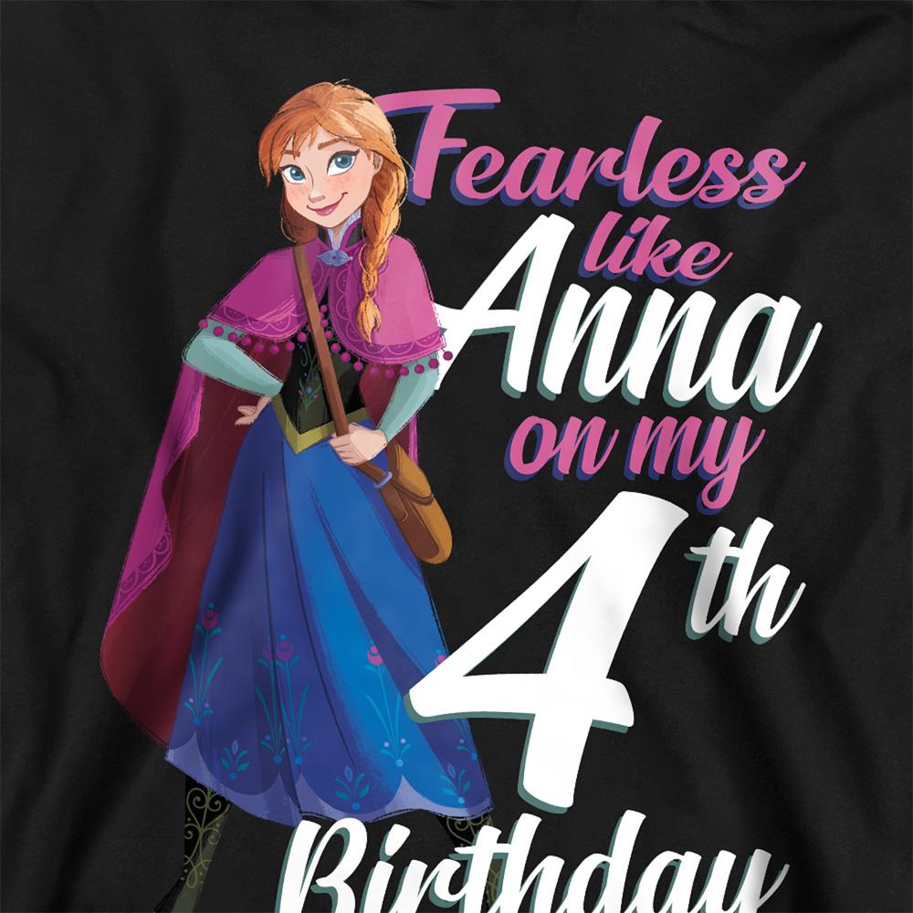Black - Back - Frozen Childrens-Kids Fearless Like Anna 4th Birthday Hoodie