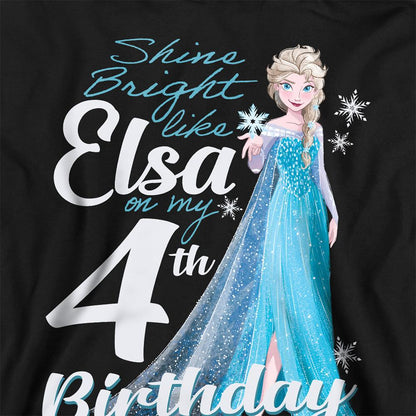Black - Back - Frozen Childrens-Kids Bright Like Elsa 4th Birthday Hoodie