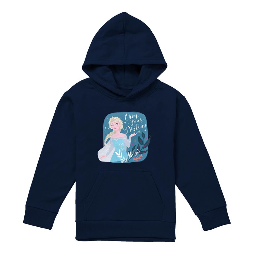 Navy - Front - Frozen Childrens-Kids Own Your Destiny Elsa Hoodie