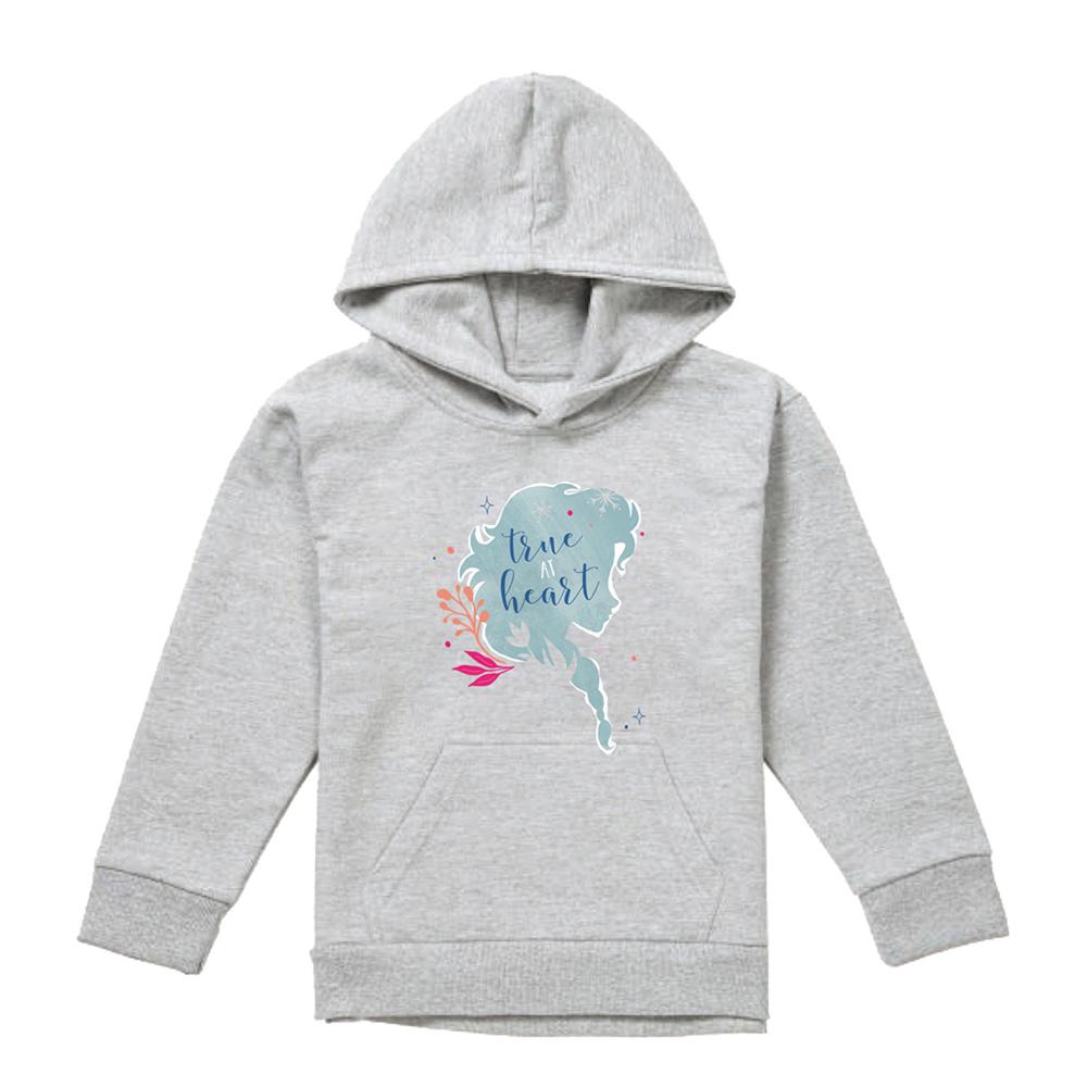 Athletic Heather - Front - Frozen Childrens-Kids True At Heart Elsa Silhouette Heather Hoodie