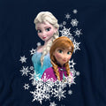 Navy - Back - Frozen Childrens-Kids Anna And Elsa Snowflake Portrait Hoodie