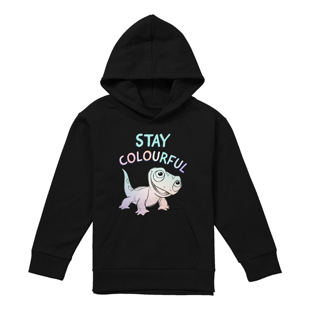 Black - Front - Frozen Childrens-Kids Stay Colourful With Fire Spirit Bruni Pullover Hoodie