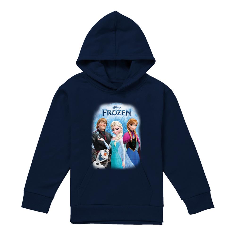 Navy - Front - Frozen Childrens-Kids Poster Pullover Hoodie