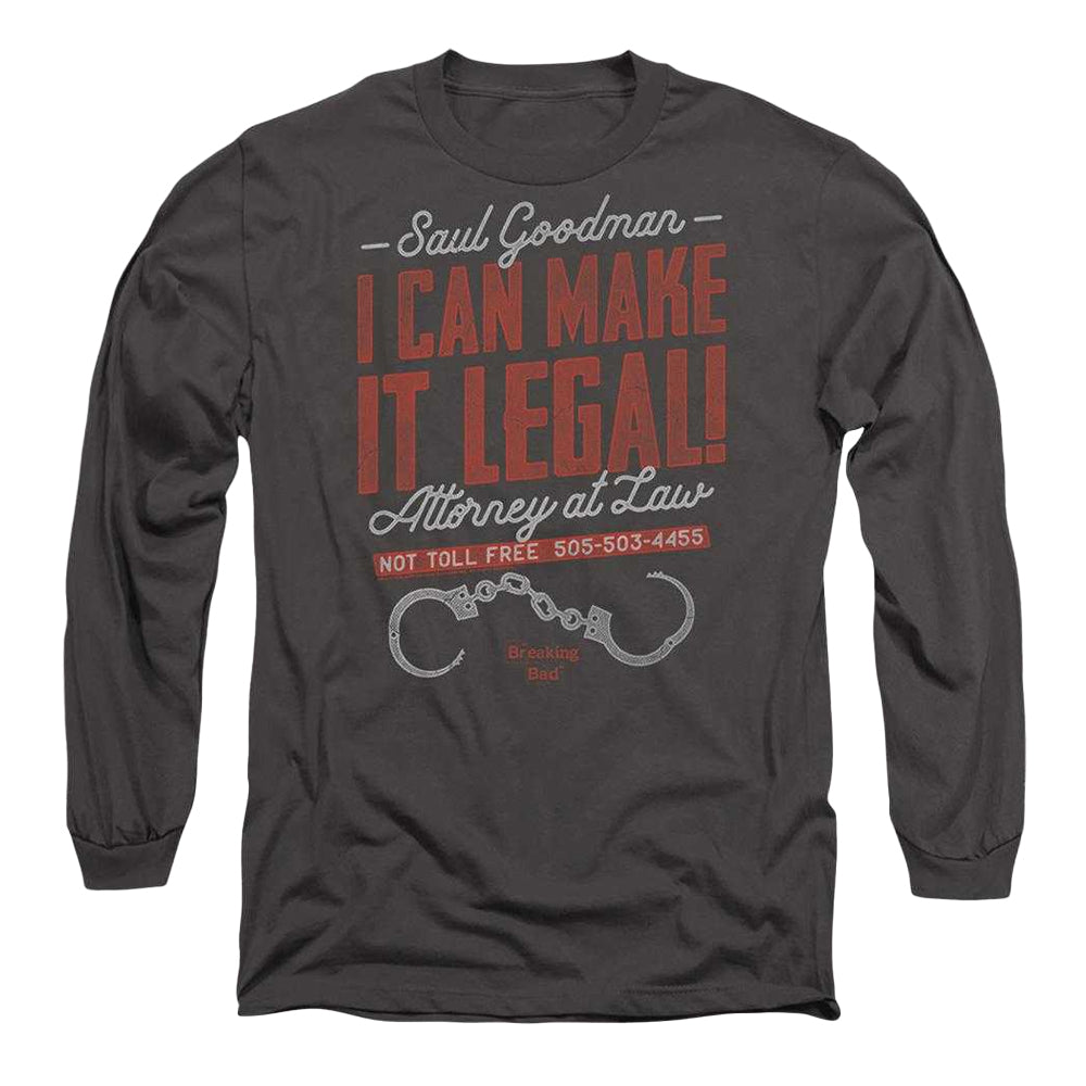 Charcoal - Front - Breaking Bad Unisex Adult I Can Make It Legal! Long-Sleeved T-Shirt