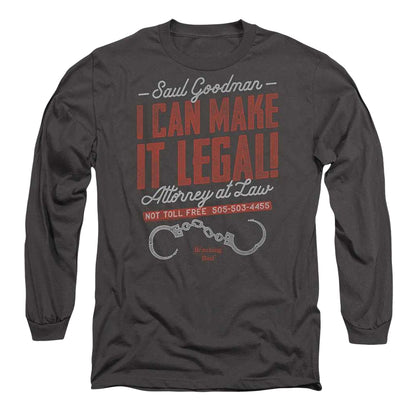 Charcoal - Front - Breaking Bad Unisex Adult I Can Make It Legal! Long-Sleeved T-Shirt