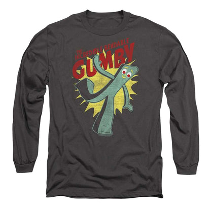 Charcoal - Front - Gumby Unisex Adult The Incredible Bendable Long-Sleeved T-Shirt