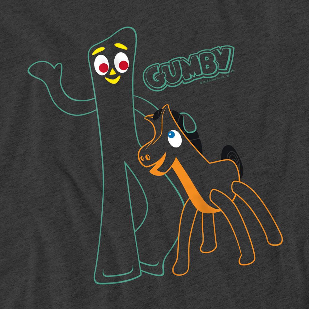 Charcoal - Side - Gumby Unisex Adult Outline T-Shirt