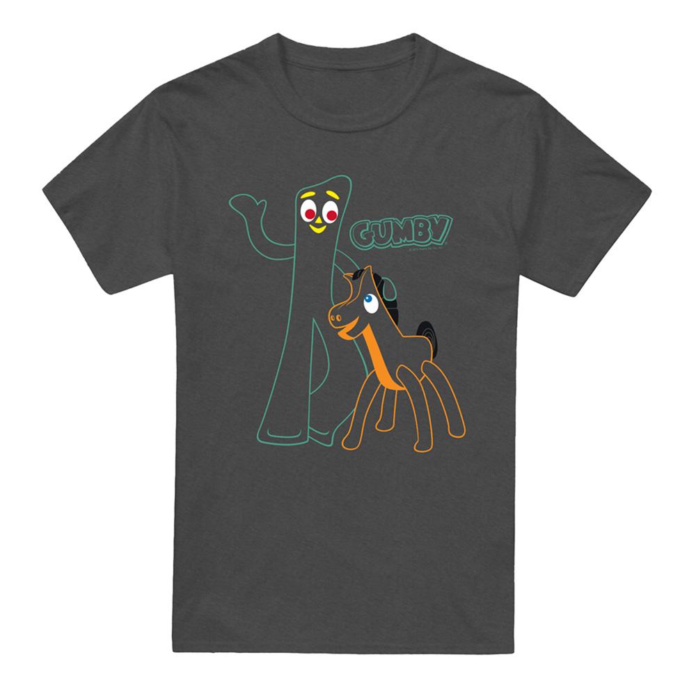 Charcoal - Front - Gumby Unisex Adult Outline T-Shirt