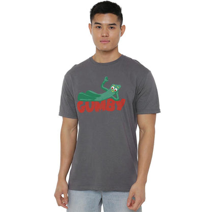 Charcoal - Back - Gumby Unisex Adult On Logo T-Shirt