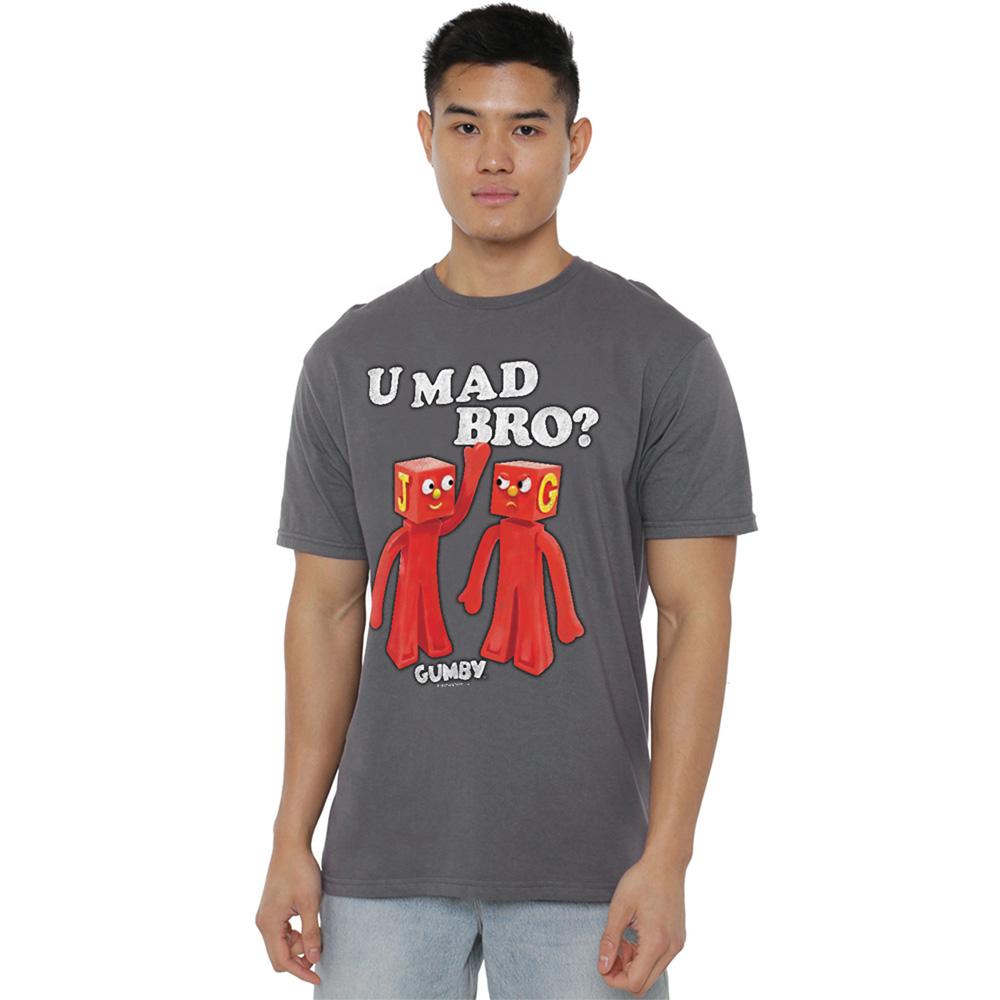 Charcoal - Back - Gumby Unisex Adult U Mad Bro T-Shirt