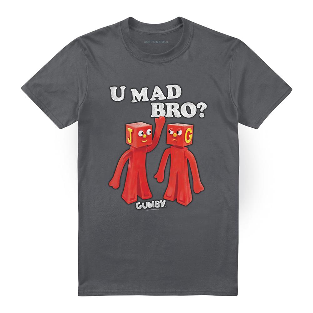 Charcoal - Front - Gumby Unisex Adult U Mad Bro T-Shirt