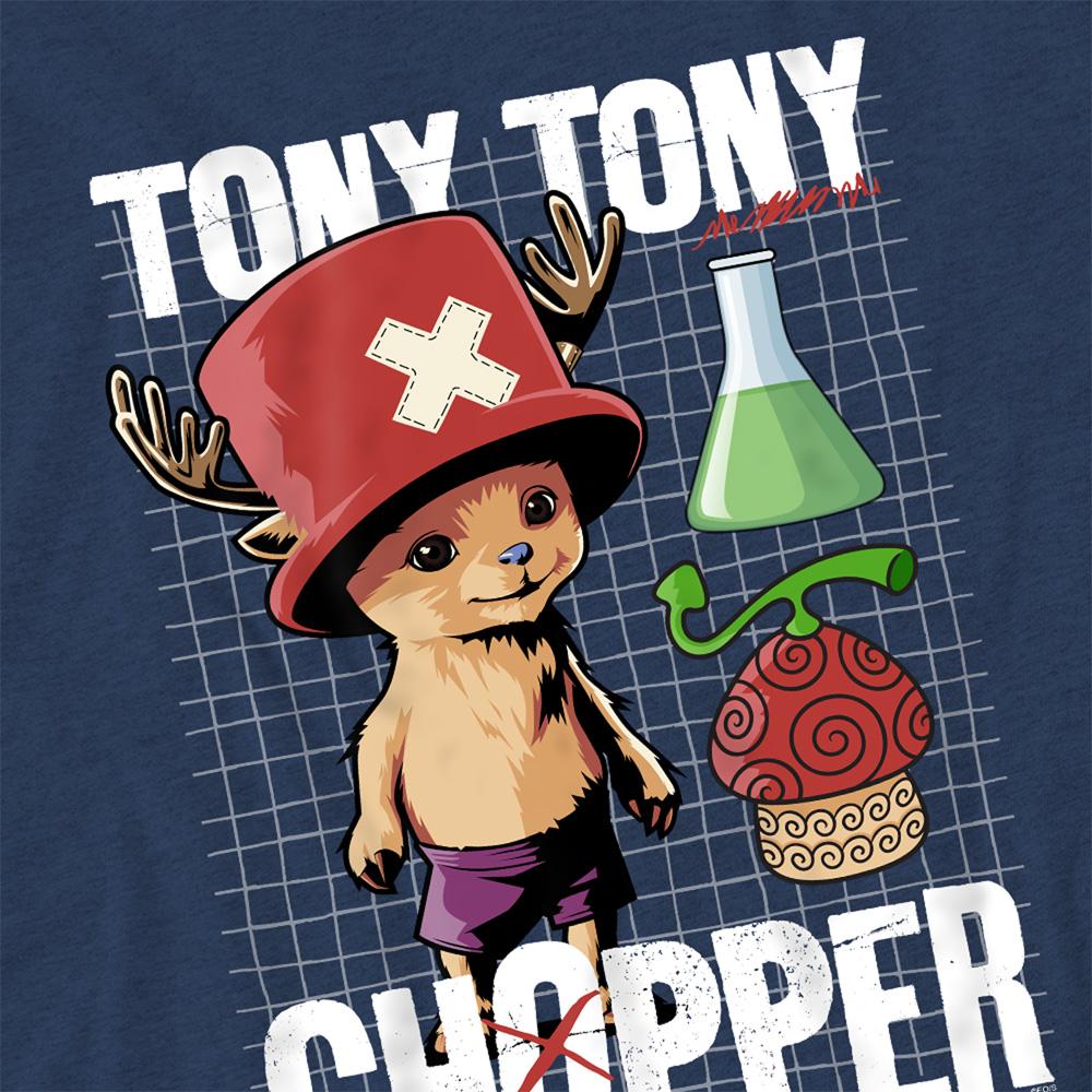Heather Navy - Back - One Piece Unisex Adult Tony Tony Chopper Schematic Heather T-Shirt