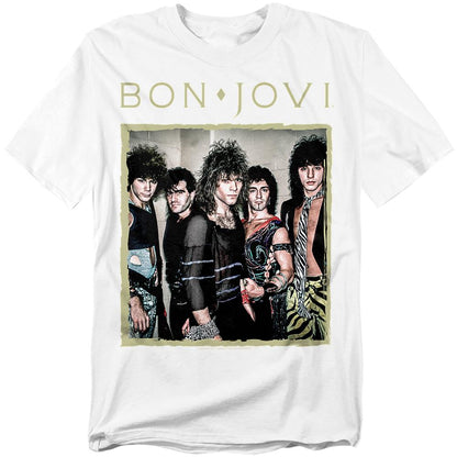 White - Front - Bon Jovi Unisex Adult Framed T-Shirt