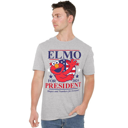 Athletic - Back - Sesame Street Unisex Adult For President 2024 Elmo Heather T-Shirt