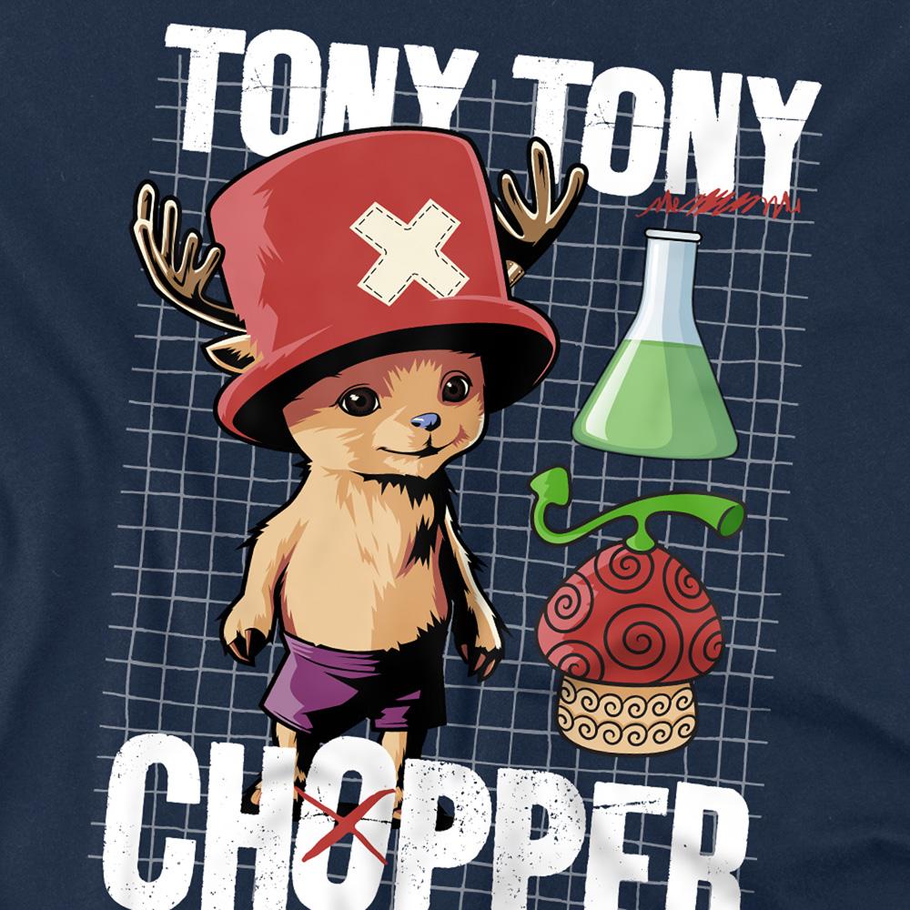 Navy - Back - One Piece Unisex Adult Tony Tony Chopper Schematic T-Shirt