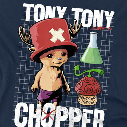 Navy - Back - One Piece Unisex Adult Tony Tony Chopper Schematic T-Shirt