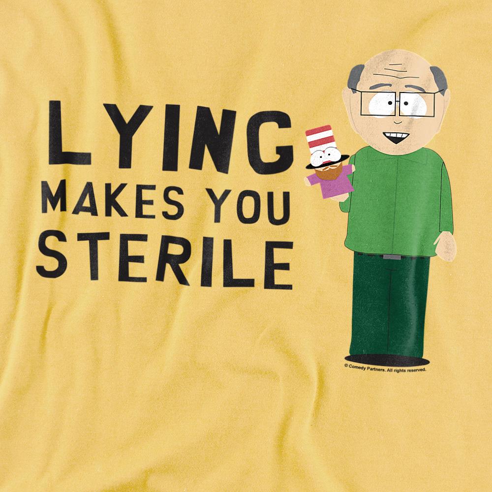 Banana Yellow - Back - South Park Unisex Adult Lying Makes You Sterile T-Shirt