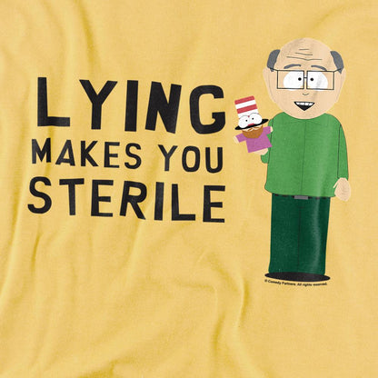 Banana Yellow - Back - South Park Unisex Adult Lying Makes You Sterile T-Shirt