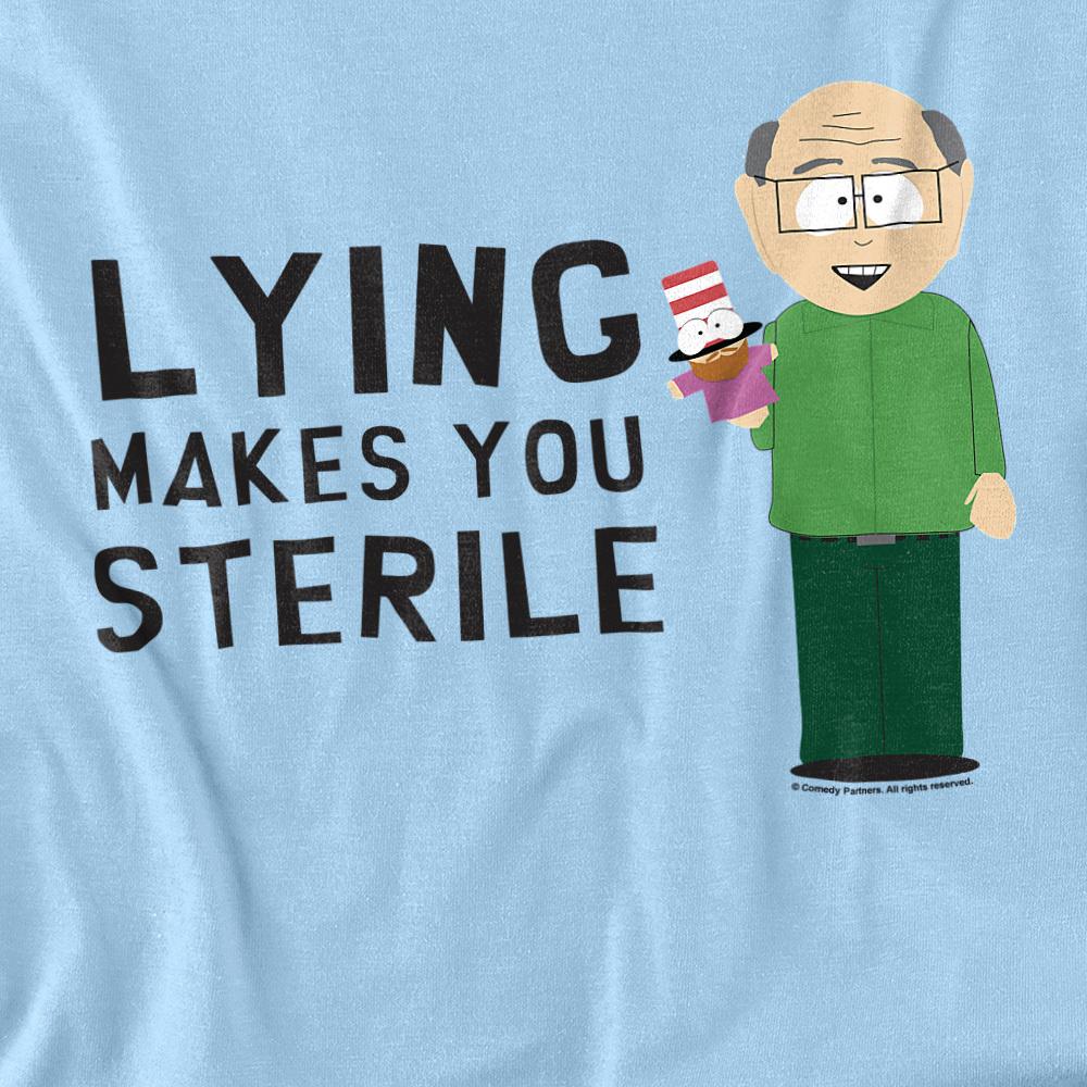 Light Blue - Back - South Park Unisex Adult Lying Makes You Sterile T-Shirt