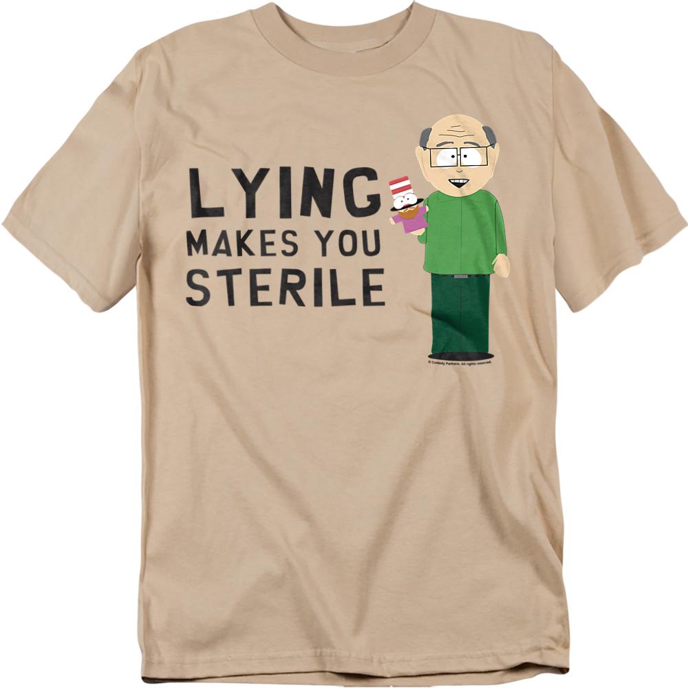 Sand - Front - South Park Unisex Adult Lying Makes You Sterile T-Shirt