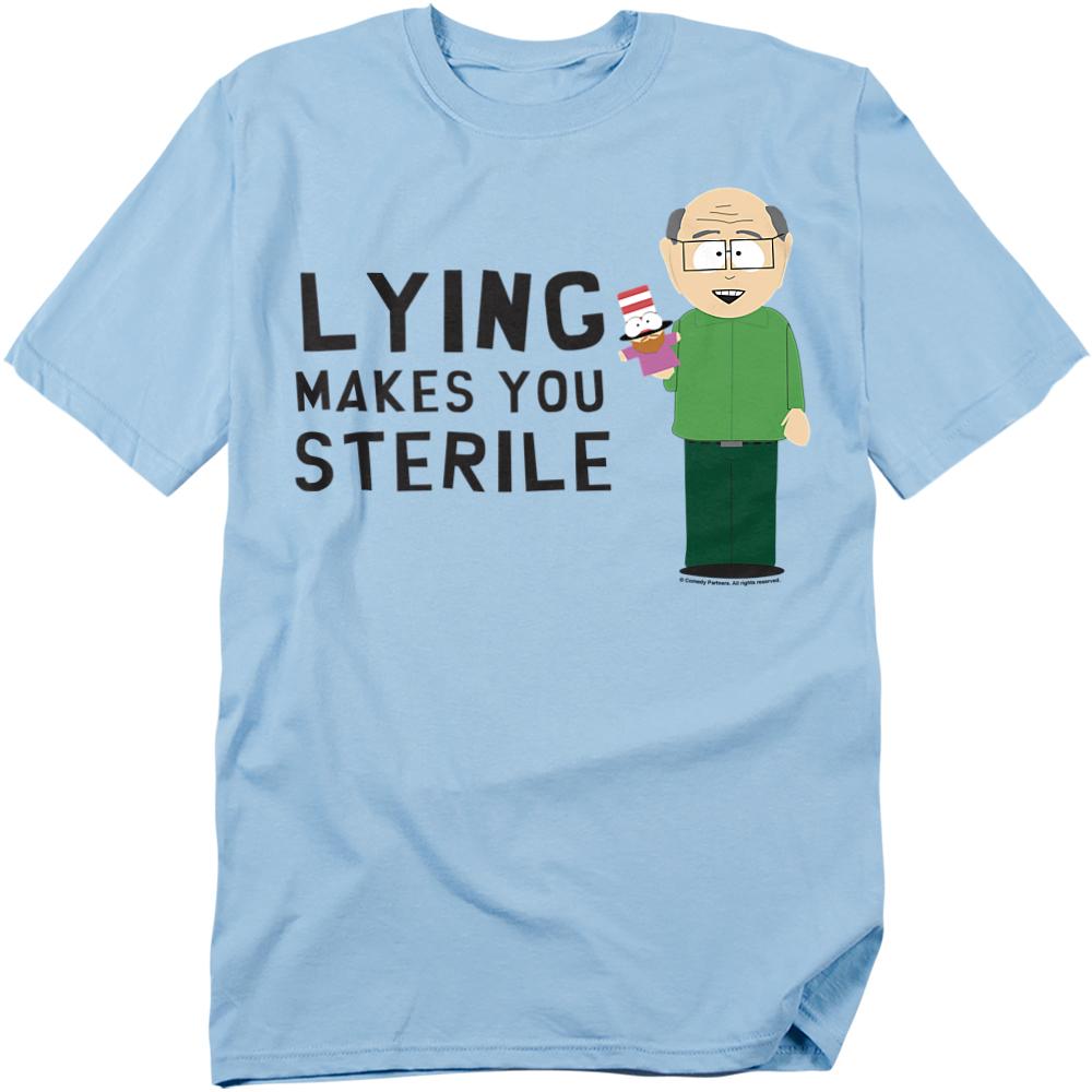 Light Blue - Front - South Park Unisex Adult Lying Makes You Sterile T-Shirt