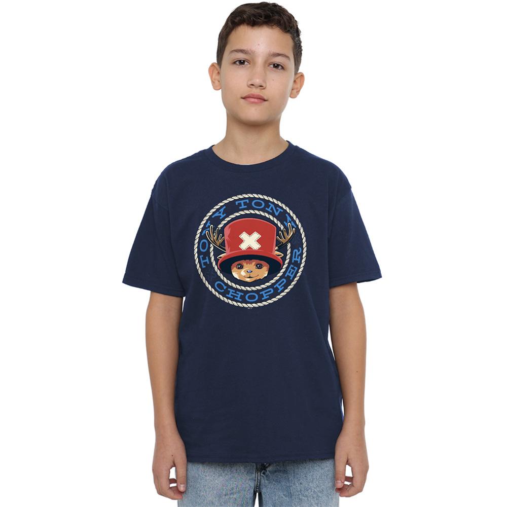 Navy - Front - One Piece Childrens-Kids Tony Tony Chopper Face T-Shirt