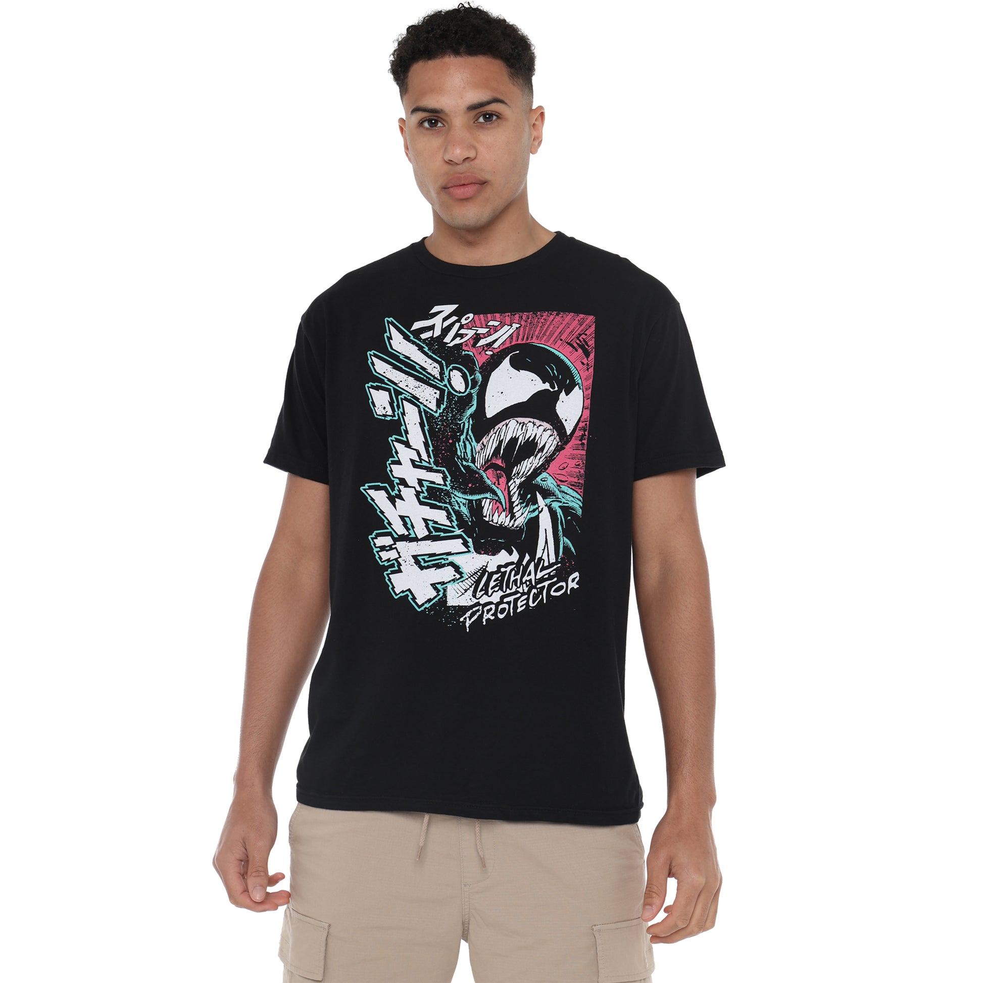Black - Side - Venom Mens Lethal Protector Anime T-Shirt