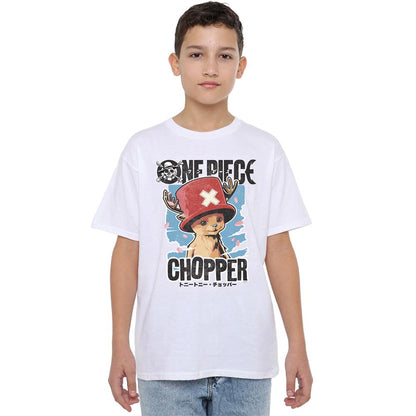White - Front - One Piece Boys Tony Tony Chopper Portrait T-Shirt