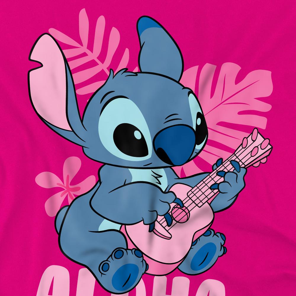Fuchsia - Back - Lilo & Stitch Girls Palm Beach Aloha T-Shirt