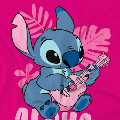 Fuchsia - Back - Lilo & Stitch Girls Palm Beach Aloha T-Shirt