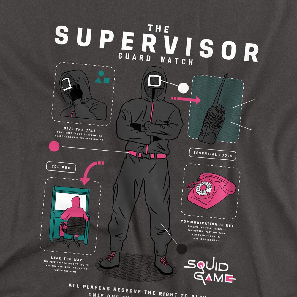 Charcoal - Back - Squid Game Unisex Adult Season Three The Supervisor Long-Sleeved T-Shirt