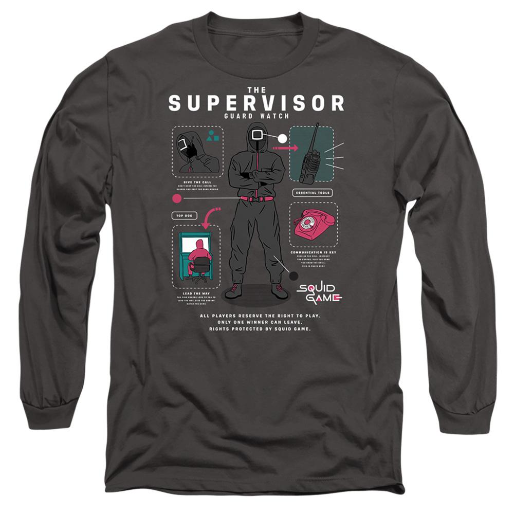 Charcoal - Front - Squid Game Unisex Adult Season Three The Supervisor Long-Sleeved T-Shirt