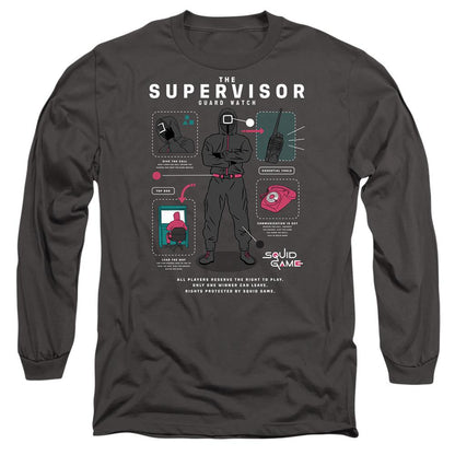 Charcoal - Front - Squid Game Unisex Adult Season Three The Supervisor Long-Sleeved T-Shirt