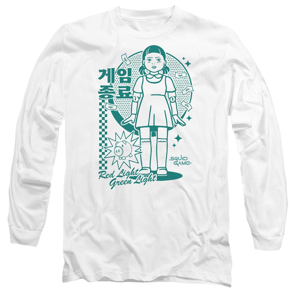 White - Front - Squid Game Unisex Adult Season Three Red Light Green Light Long-Sleeved T-Shirt