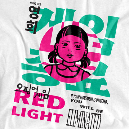White - Back - Squid Game Unisex Adult Season 3 Red Light Young Hee Long-Sleeved T-Shirt