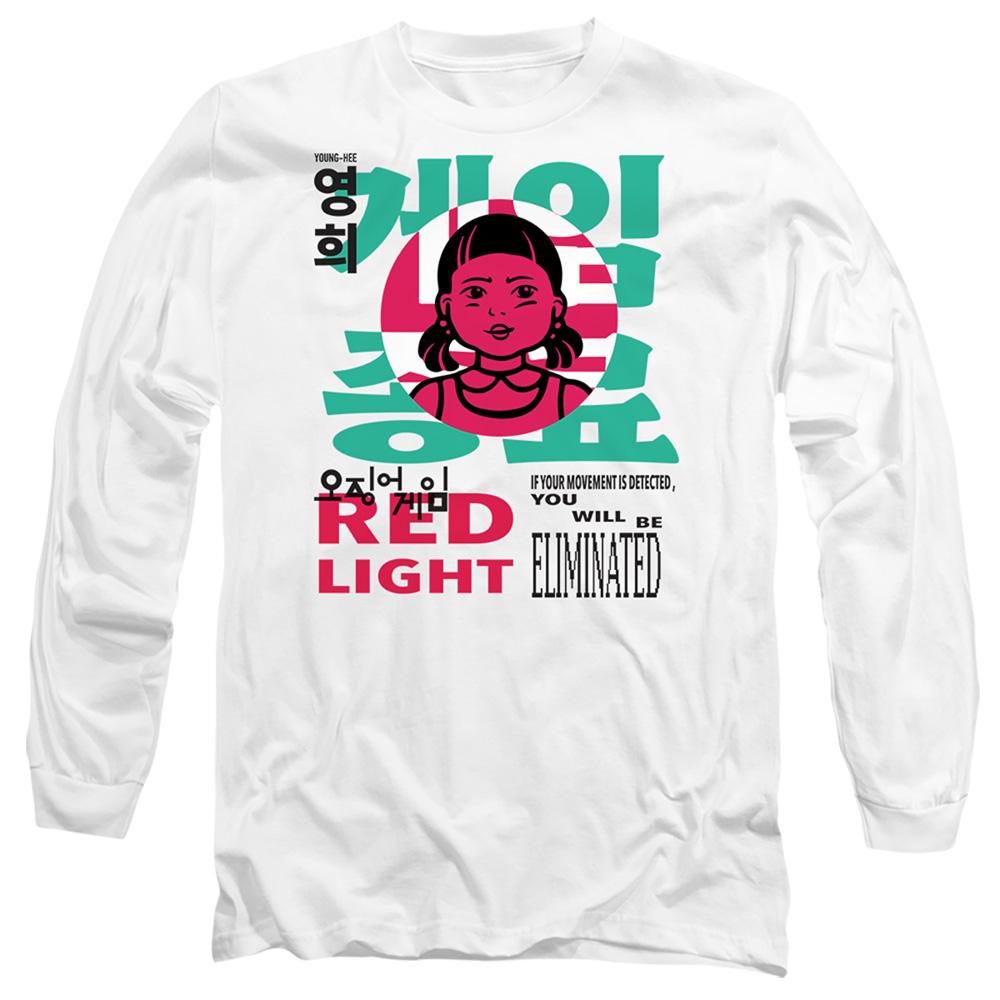 White - Front - Squid Game Unisex Adult Season 3 Red Light Young Hee Long-Sleeved T-Shirt