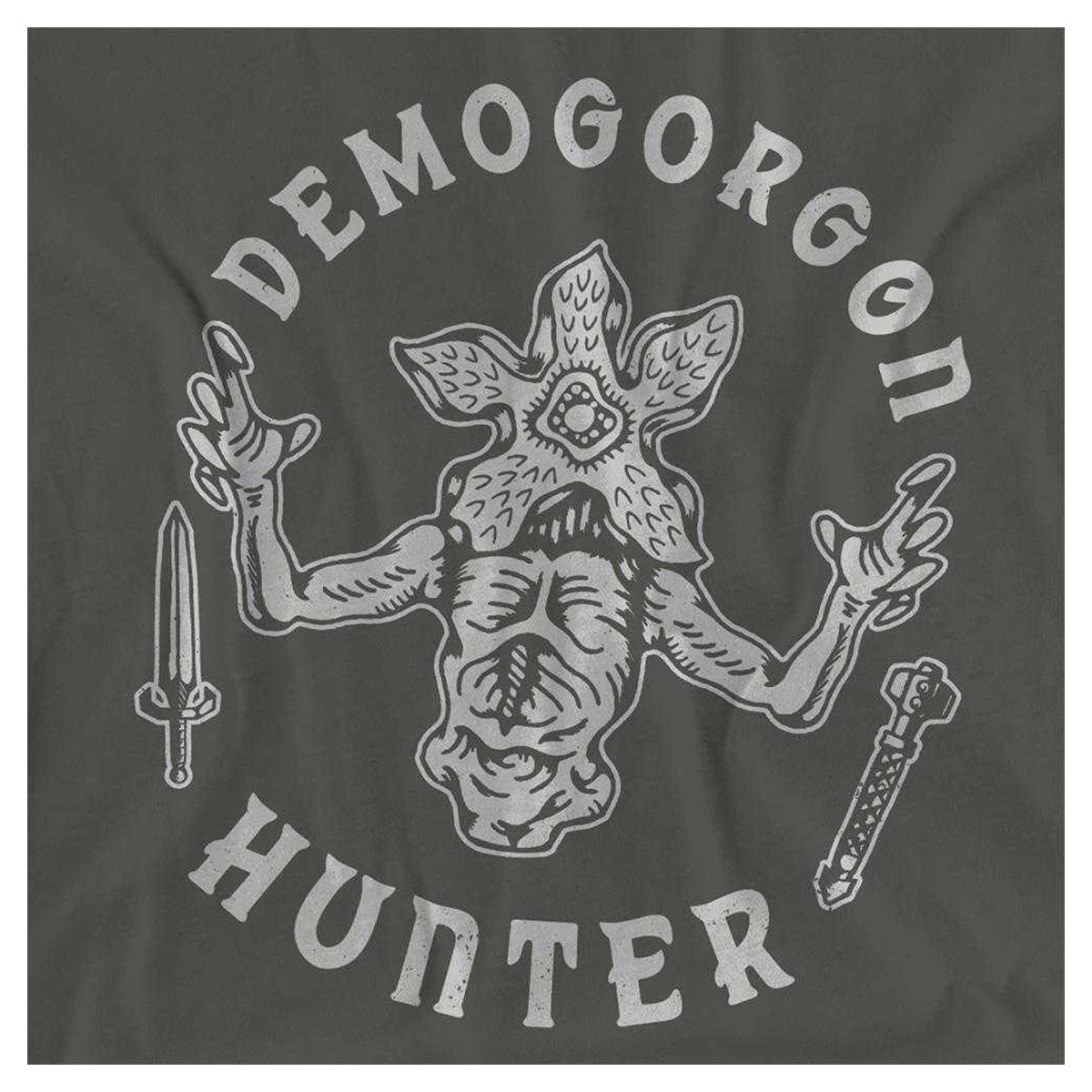 Charcoal - Side - Stranger Things Womens-Ladies Demogorgon Hunter T-Shirt